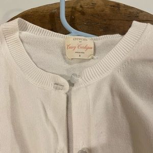 Girls white JCrew sweater cardigan. Hardly worn in size 8